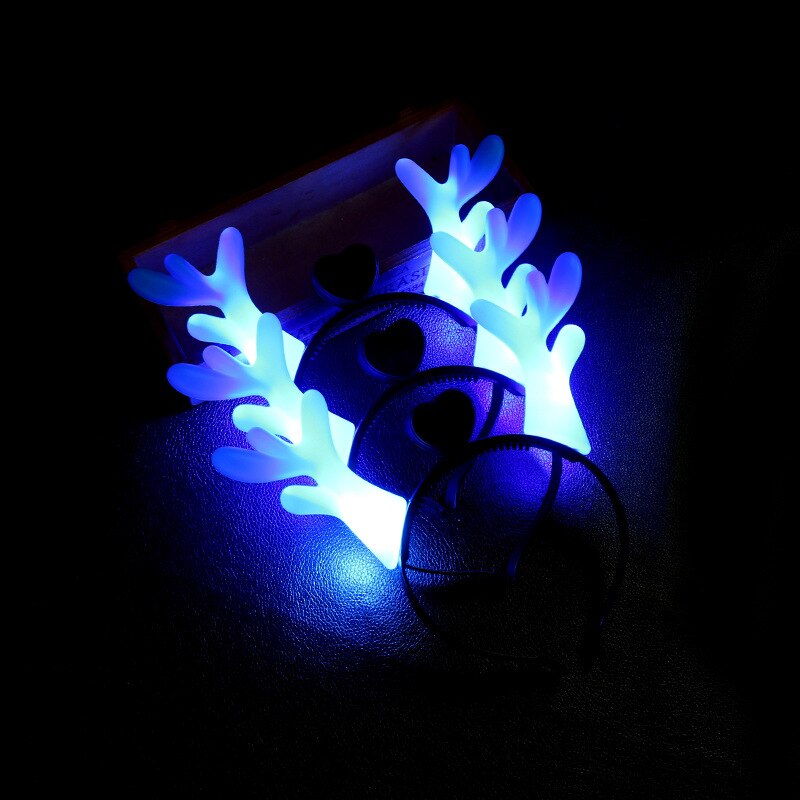 Weihnachten Leuchtenden Geweih Stirnband Konzert Nacht Licht LED Stirnband Kopfschmuck Geweih Glänzende Stall Spielzeug: leuchtenden Geweih  Blau