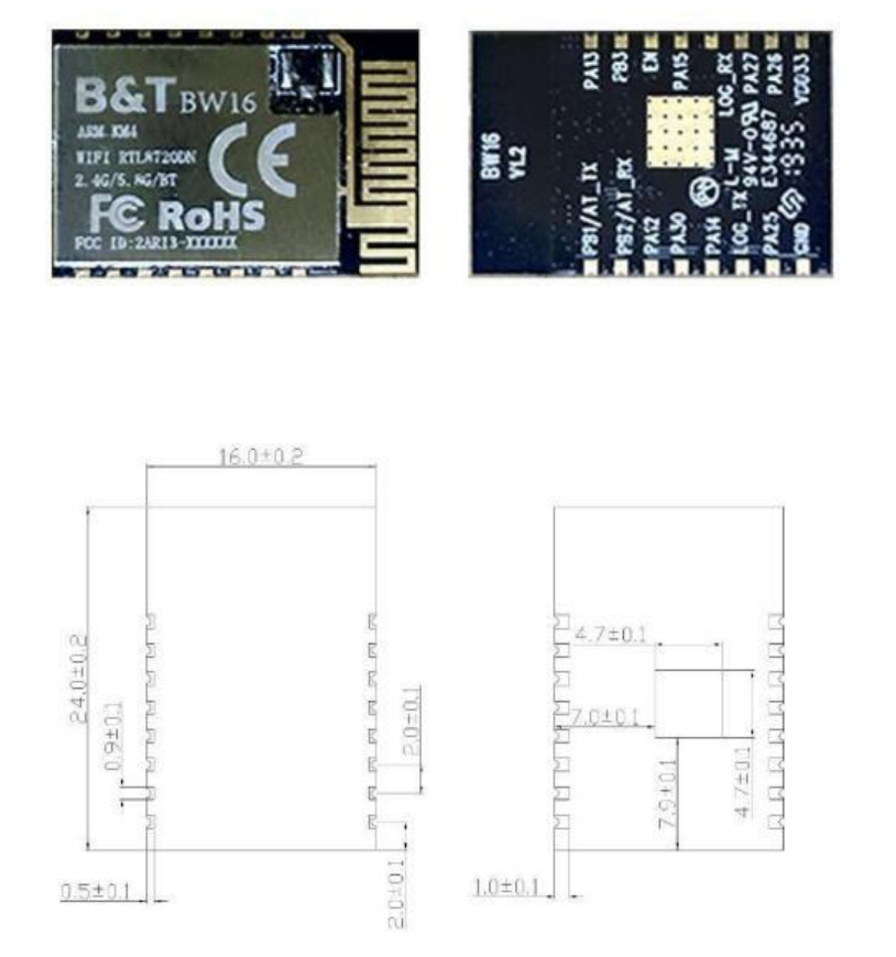BW16 RTL8720DN Dual-band 2.4GHz/5GHz Wi-Fi Bluetooth SoC core module