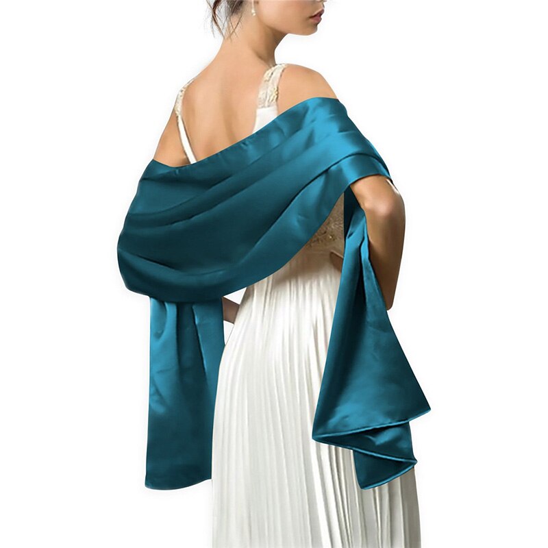 Satynowy wieczór weselny formalny Prom Cocktail Wrap Cape szalik ślubny szal 150CM długość 50CM szerokość.