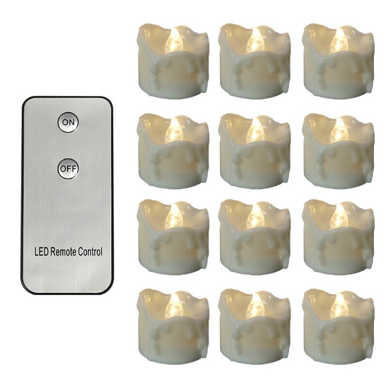12pcs Flameless LED Tea Light Candles Battery Operated Flickering Tealight Decor R9JC: 11AG201063-W