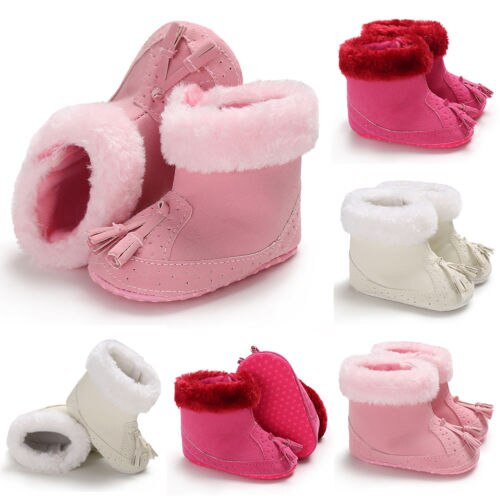 Botas de Neve do bebê 2018 Novos Infantil Com Solado Macio Anti-slip Botas Sapatinho Botas Bebê Da Menina do Menino Crianças Super Quente franja Sapatos sólidos