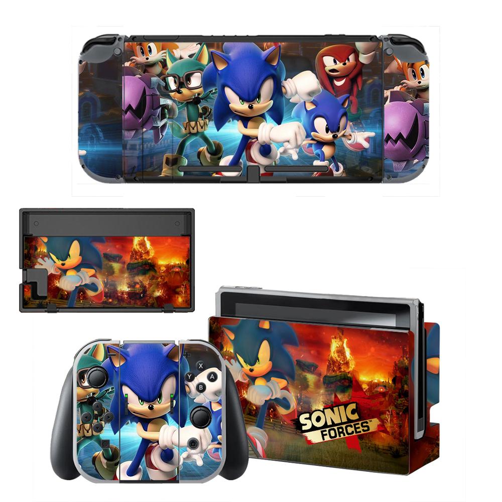 Vinyl Screen Skin Sonic Protector Stickers for Nintendo Switch NS Console + Controller + Stand Holder Dock Skins Stickers