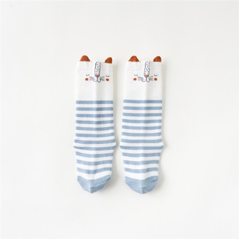 Wecute Blauwe Strepen Katoenen Kids Sok Anti Slip Cartoon Knie Hoge Babysokjes Voor Jongens Meisjes Baby Accessoires Beenwarmers: green / for 1-3years