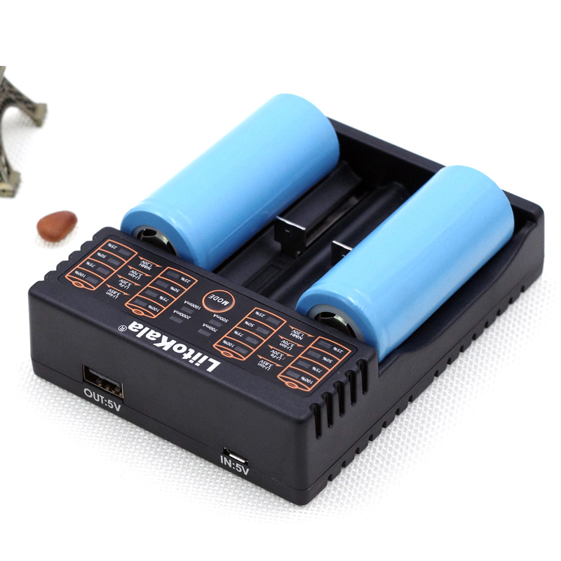 LiitoKala Lii-500S Lii-402 Battery Charger - LCD Display, USB Output, Quick Charge for 18650 3.7V NiMH Lithium Batteries