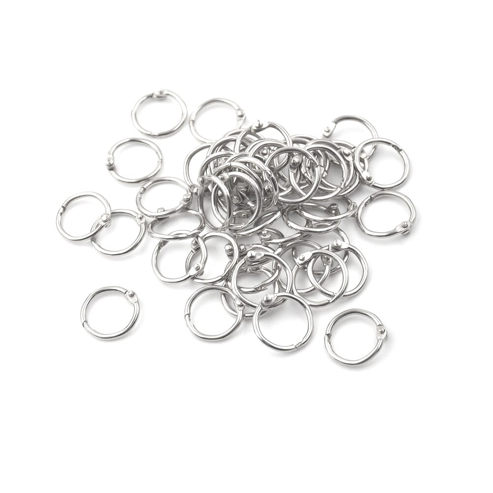 50Pcs/set Metal Loose Leaf Ring Staple Book Binder 20mm Outer Diameter Loose Leaf Ring Keychain Circlip Rings