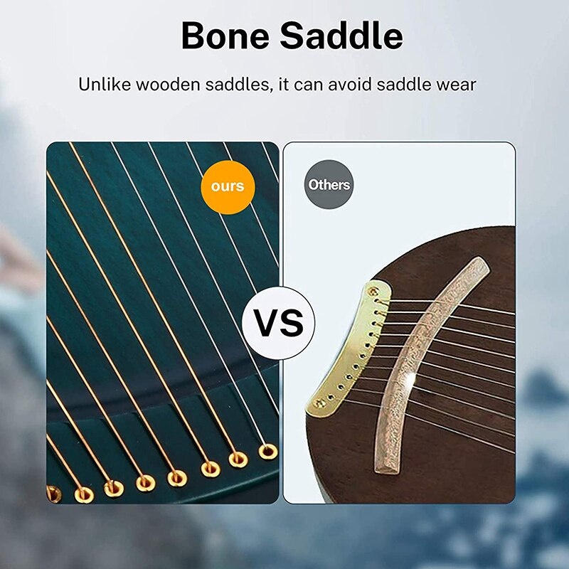 Wooden Lyre Harp 19 String Metal String Lyre Harp with Tuning Wrench Picks Strings Harps for Music Lovers Beginners,Etc