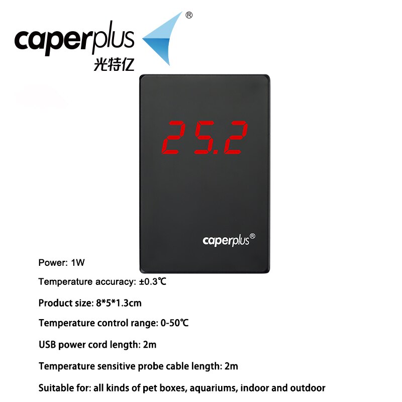 Termómetro de pecera Caperplus con aplicación Wifi, Monitor de Control remoto, termómetro para acuario, acuario, tanque de arrecife, medidor de Prueba de Temperatura