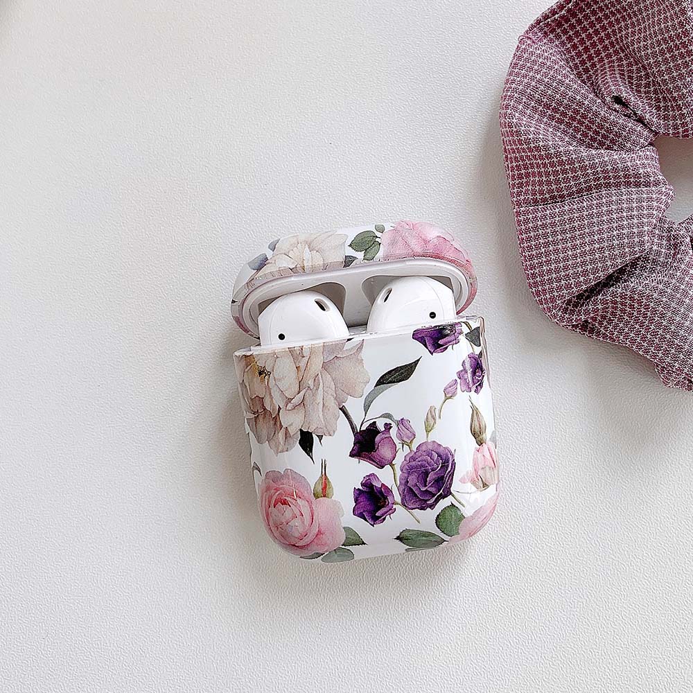 Kukkia kuuloke kotelo airpods 2 pro tapauksissa söpö värikäs vuosikerta kova pc sileä suojakotelo airpod 2 3 ilma palot tapaus: A ilmapumpuille 1 or 2