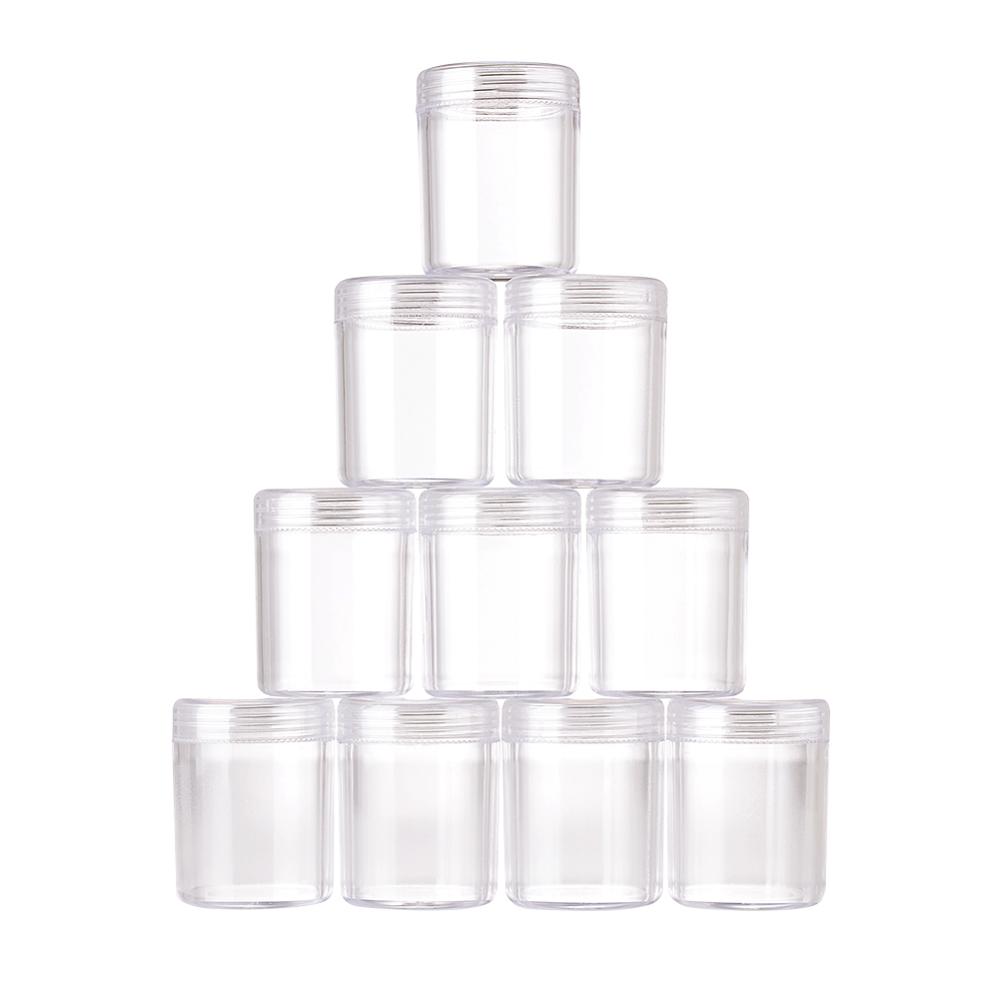 10pcs Clear Plastic Bead Containers Cosmetic Samples Container Pot Jars with Screw Lids Jewelry Packaging Nail Beads Storage Box