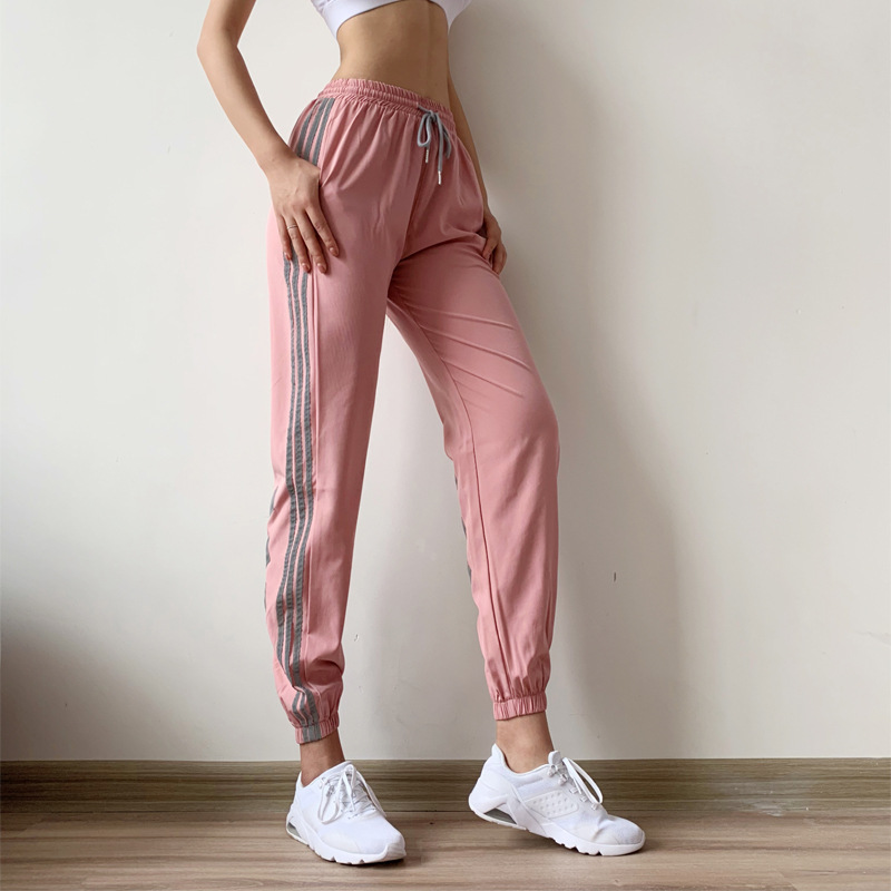 Uvini Joggingbroek Vrouwen Hiphop Dans Broek Losse Leisure Broek Voor Dames Side Striped Elastische Manchet Vrouwelijke Sport Broek