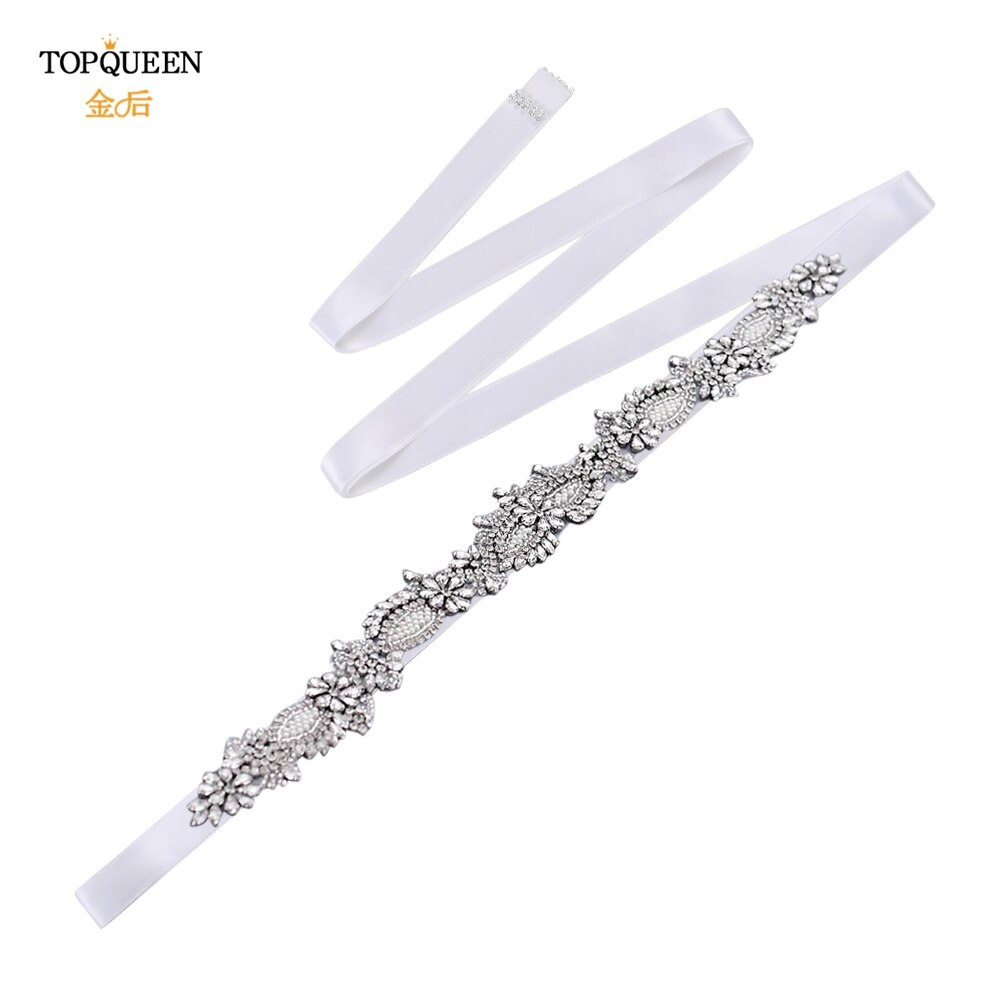 Topqueen  s481 brudekjole bælter og skærper elfenben brudepige kjoler bælte rhinestone beaded bælte brude bælte champagne bælte: Hvid