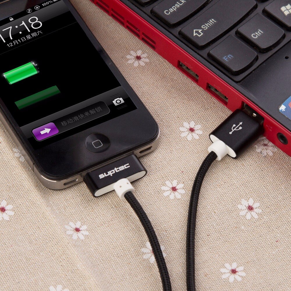 Cable USB SUPTEC para iPhone 4 4s, iPad 2 3, iPod de 30 Pines, Cable cargador de enchufe de Metal para iPhone 4, Cable de nailon para carga, Cable de datos