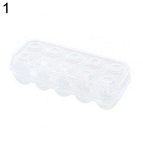 Caja de almacenamiento de huevos de plástico para refrigerador, organizador de contenedores para mantenimiento fresco: 10 Grids