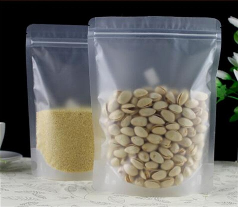 10pcs Frosted Clear Plastic Zip Lock Packing Bag Stand Up Pouch Resealable Doypack Zipper Food Coffee Nuts Storage Packaging Bag