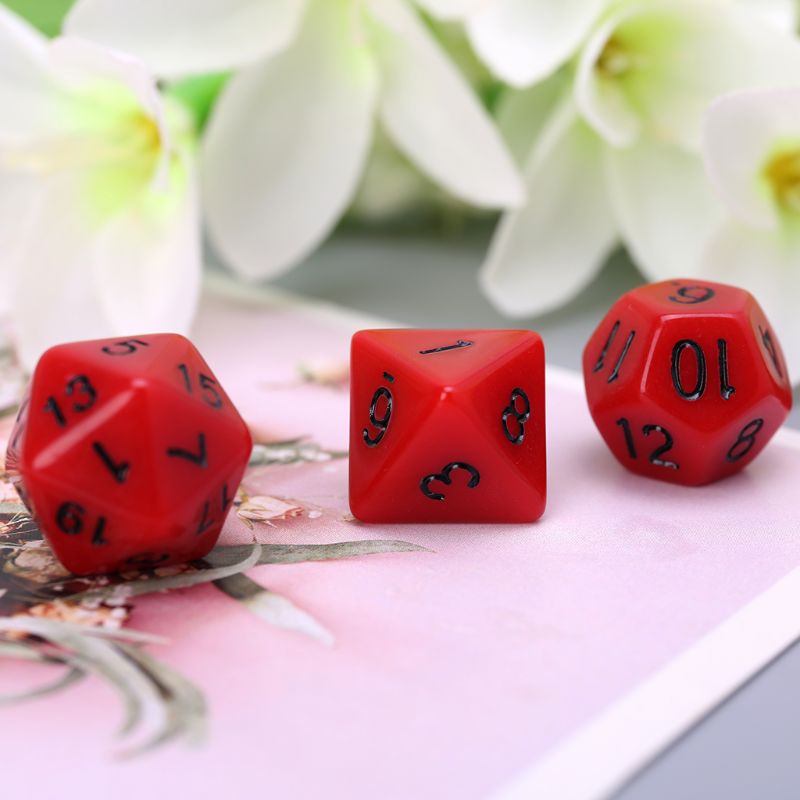 7 Pcs Acrylic Red Dice Black Points D4 D6 D8 D10 D12 D20 KTV Bar Nightclub Entertainment Tools Adult Toys N30 20