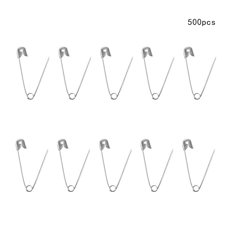Miusie 500 Stuks Veiligheidsspelden Diy Naaien Gereedschap Accessoire Rvs Naalden Grote Veiligheid Pin Kleine Broche Kleding Accessoires: 500pcs Silver