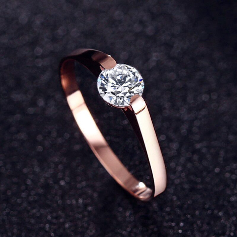 Vnox Vrouwen Rose Goud-Kleur Ring Trendy Cubic Zircon Stone Engagement Ringen Voor Meisje