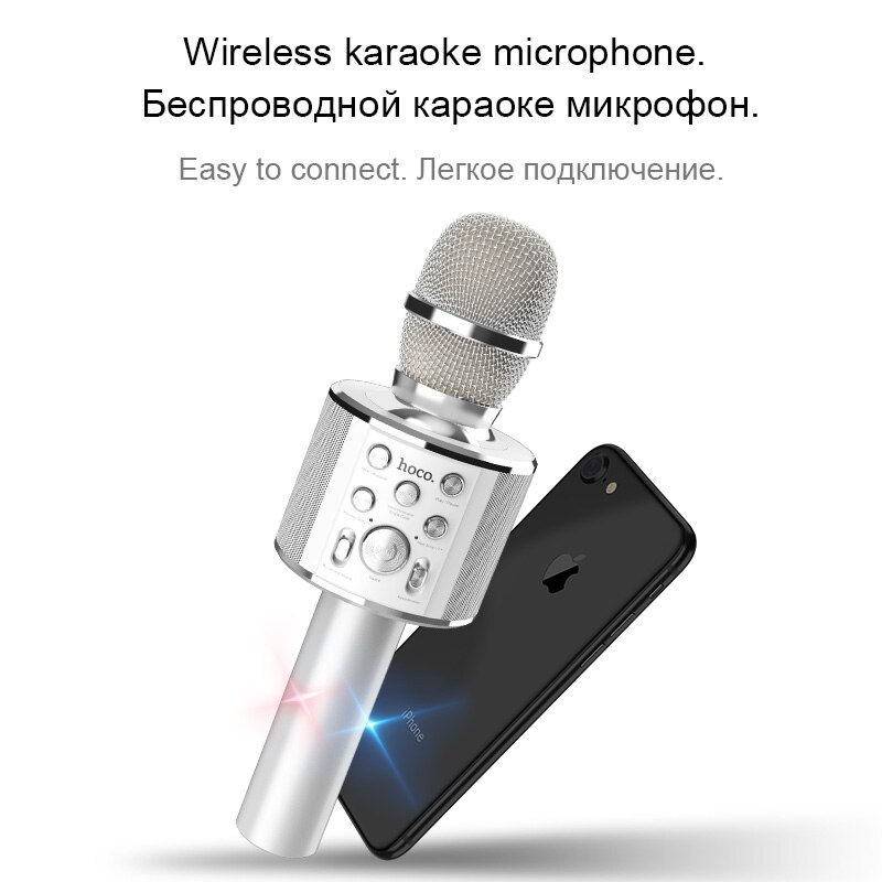 Hoco Karaoke Microfoon Bluetooth Draadloze Condensator Microfone Professionele Mobiele Telefoon Ktv Mic Muziekspeler Voor Ios Android