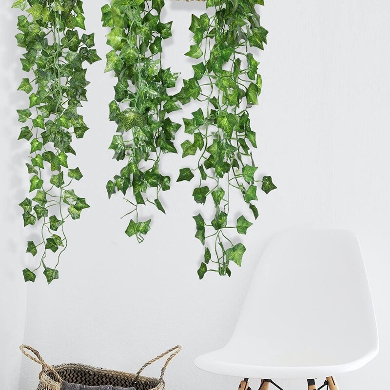 Enredadera de hiedra para interior y exterior, 3 piezas, 2,95 pies, Verde