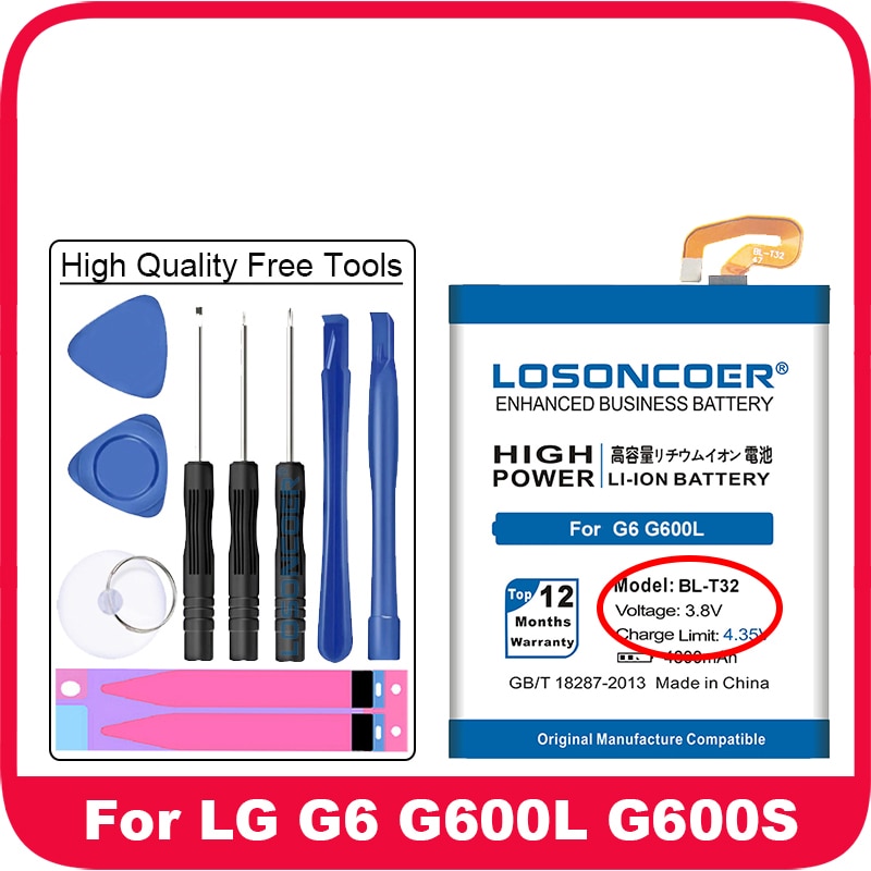 6400mAh BL-42D1F BL-51YF BL-51YF BL-T32 BL-T39 Battery For Original LG G3 G4 G5 G6 G7 Battery D858 D855/H811 H810/H850 H840 H830: BL-T32 For LG G6