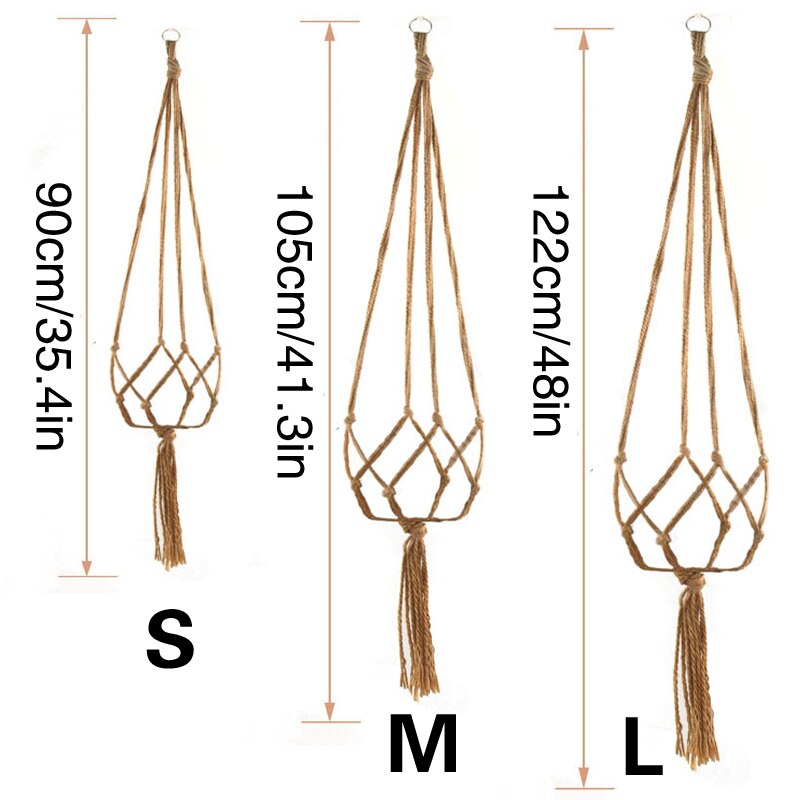 Macramé panier suspendu pour plantes | Panier à corde à lin, sac à filet pour jardinière, décoration de mariage, panier suspendu à corde de Jute, porte-Pot