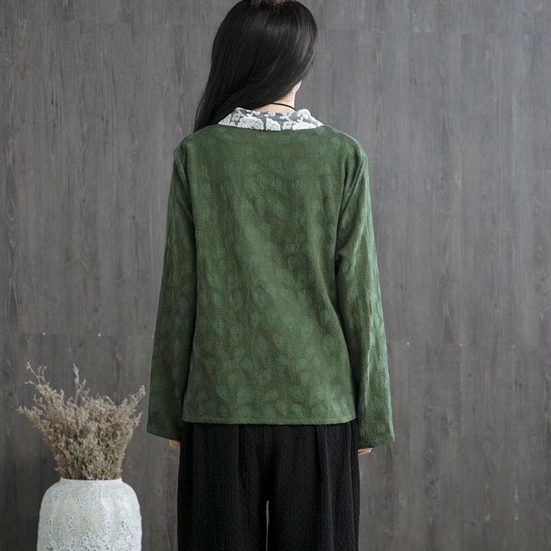 Woman Traditional Chinese Clothing Top Retro Cotton Hanfu Top Women Tops Oriental Tang Suit Chinese Blouse 11546