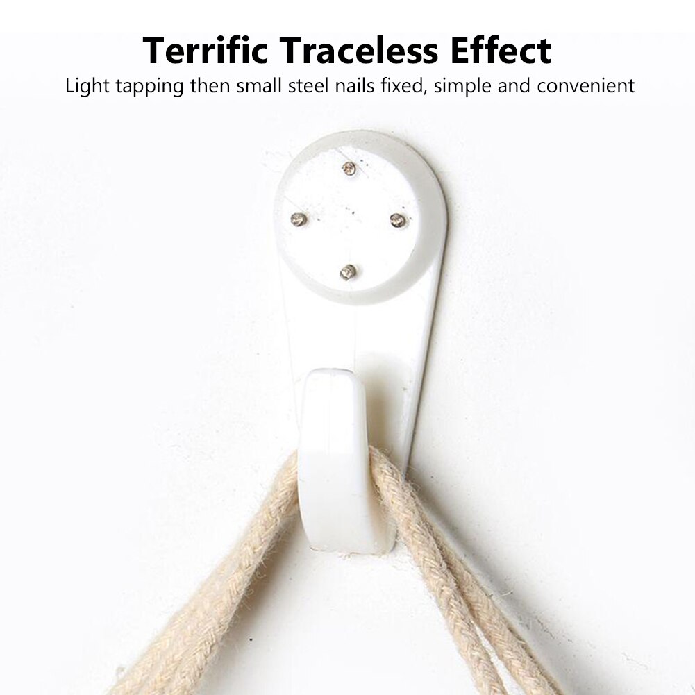 100pcs White Plastic Invisible Wall Mount Picture Photo Clock Frame Hook Hanger Seamless Needle Nail Home Decor