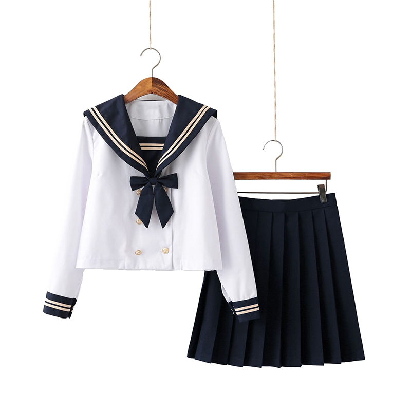 [Haze and Star]-traje de marinero azul marino para mujer, Tops, faldas, , uniforme de escuela secundaria JK, ropa para estudiantes de clase: 2 / M