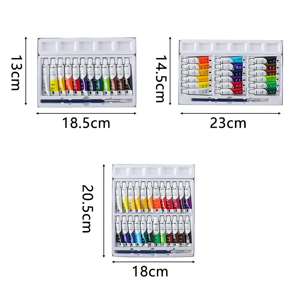 5ml 12/18/24 farger vannfarge maling sett lim akvarell maling tube sett for pensel skole kunst forsyninger