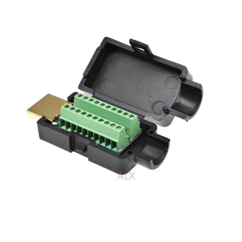1 Pcs Hdmi 19PIN Male Connector Naar Terminal Adapter Met Zwarte Shell Wire Kabel Gratis Soldeer 19 Pin