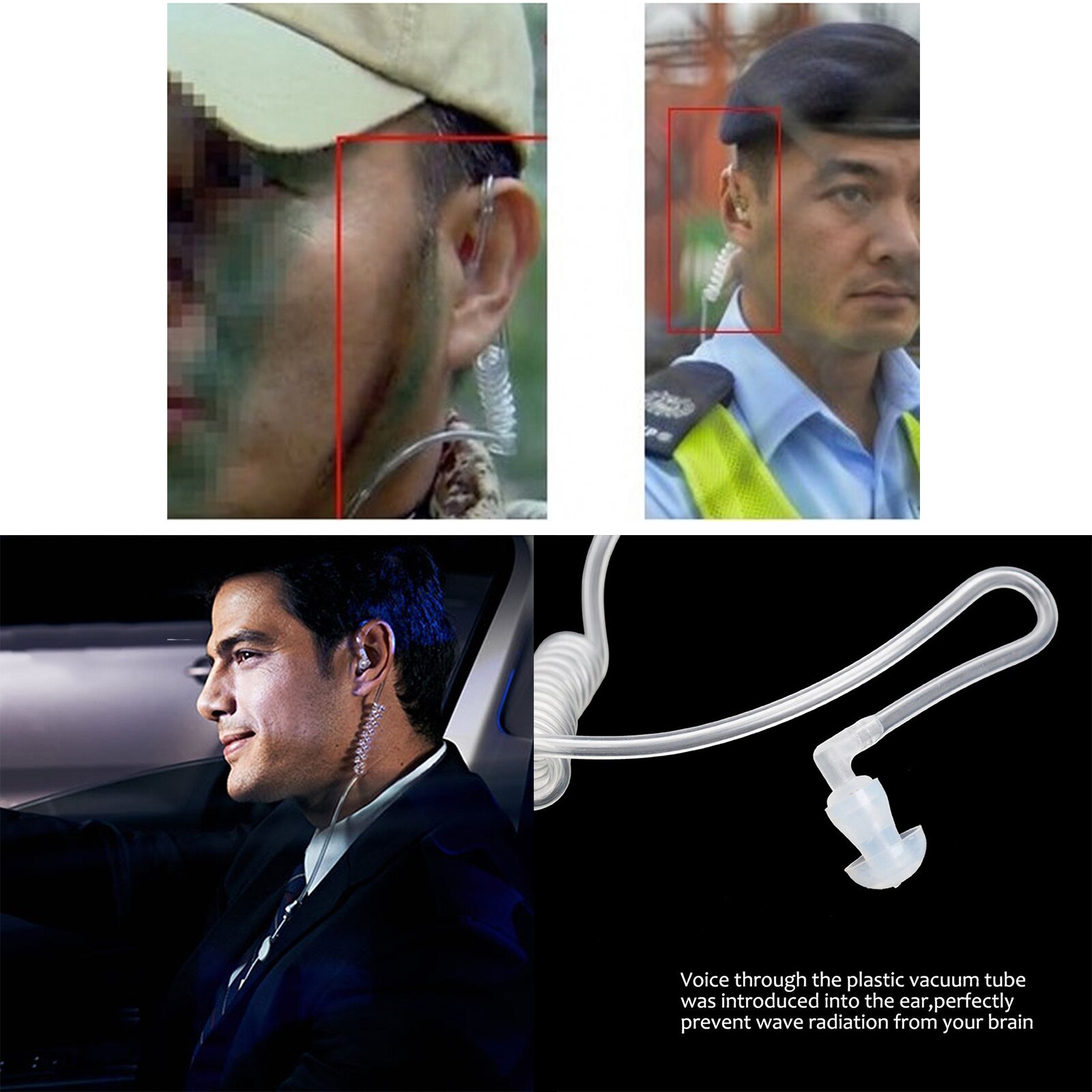 Anti-Straling Mono Oortelefoon 3.5Mm Stereo Akoestische Holle Buis Bedraad Oortje Handsfree Met Mic Headsets lichtgewicht