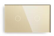 Bseed US Wireless Touch Dimmer Switch 2 Gang 1 Way Dim led Light White Crystal Class Panel Smart Dimmer: Gold