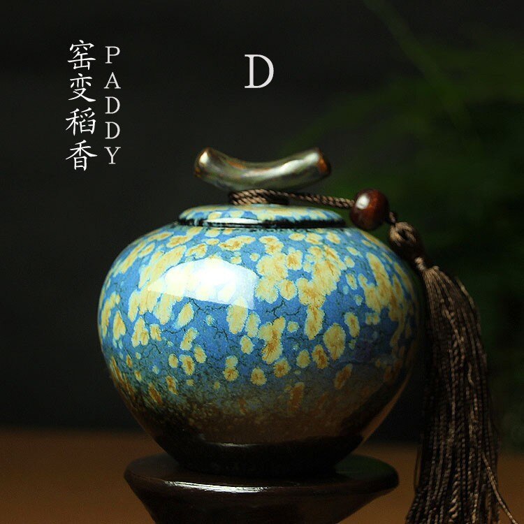 Ceramic tea pot, Jun kiln, sealed storage tank, exquisite Mini tea caddy, pottery tea jar, special food tank: D
