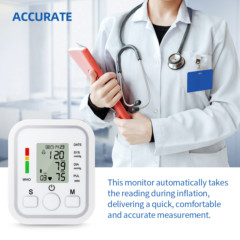 Urit Monitor de presión arterial esfigmomanómetro electrónico Digital, máquina de presión arterial automática, tensiometro de pulso y frecuencia cardíaca, manguito largo