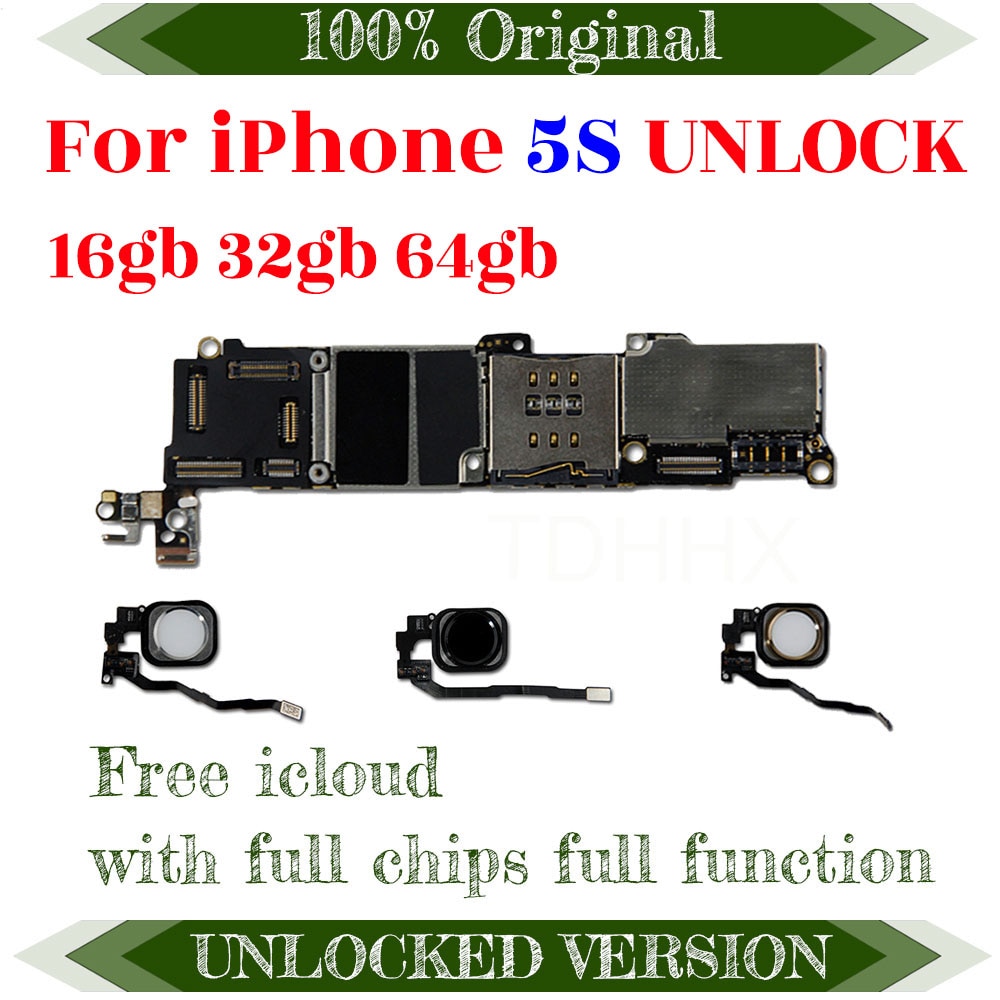 Free iCloud Logic Boards With Full Chips Mainboard For IPHONE 5S 16GB 32GB 64GB Motherboard IOS System 4G Lte Gsm Wcdma Network