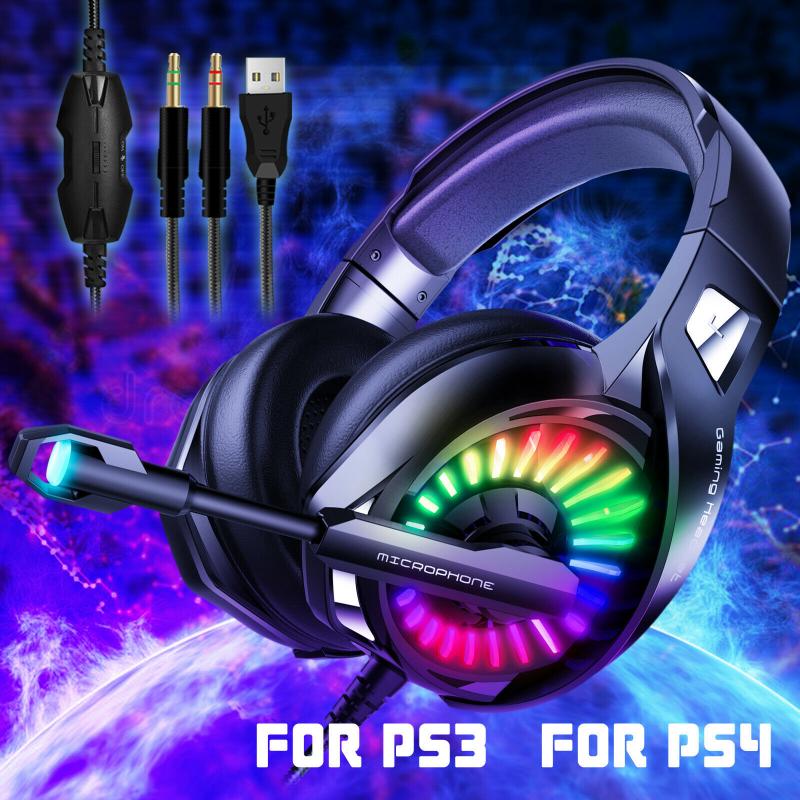 Professionele Led Licht Gaming Hoofdtelefoon Voor Computer PS4 Verstelbare Bass Stereo Pc Gamer Over Ear Met Microfoon Wired Headset