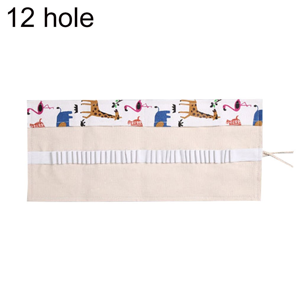 12/24/36 huller pige dreng penalhus pen taske lærred rulle stationær holder panel: Dyrezoo 12 huller