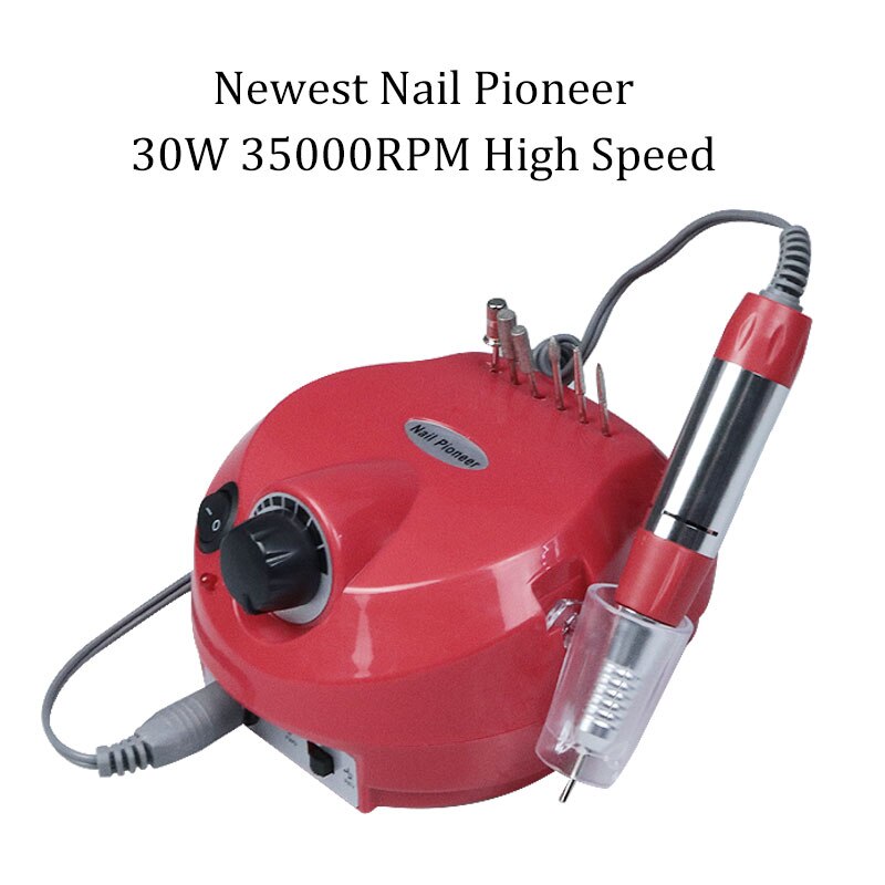 Electric nail drill 35000 RPM manicure machine equipment for pedicure pedicure nail file tool drill bit polishing tool set: Red