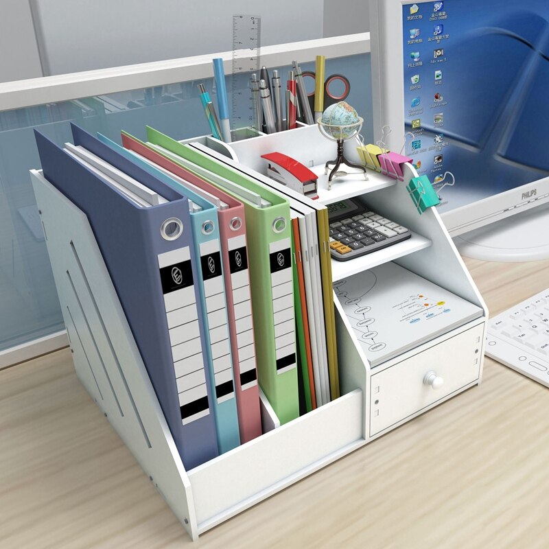 Organizador de libros, organizadores de revistas, organizador de escritorio, organizador de libros, escritorio, papelería, organizador de almacenamiento colgante, estante de soporte