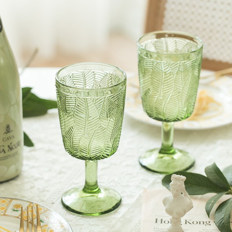 Copas de vino talladas con hojas de 350ml, copas de vino tinto talladas, para zumos, bodas, fiestas, flautas de champán, cáliz para Bar, restaurante y hogar