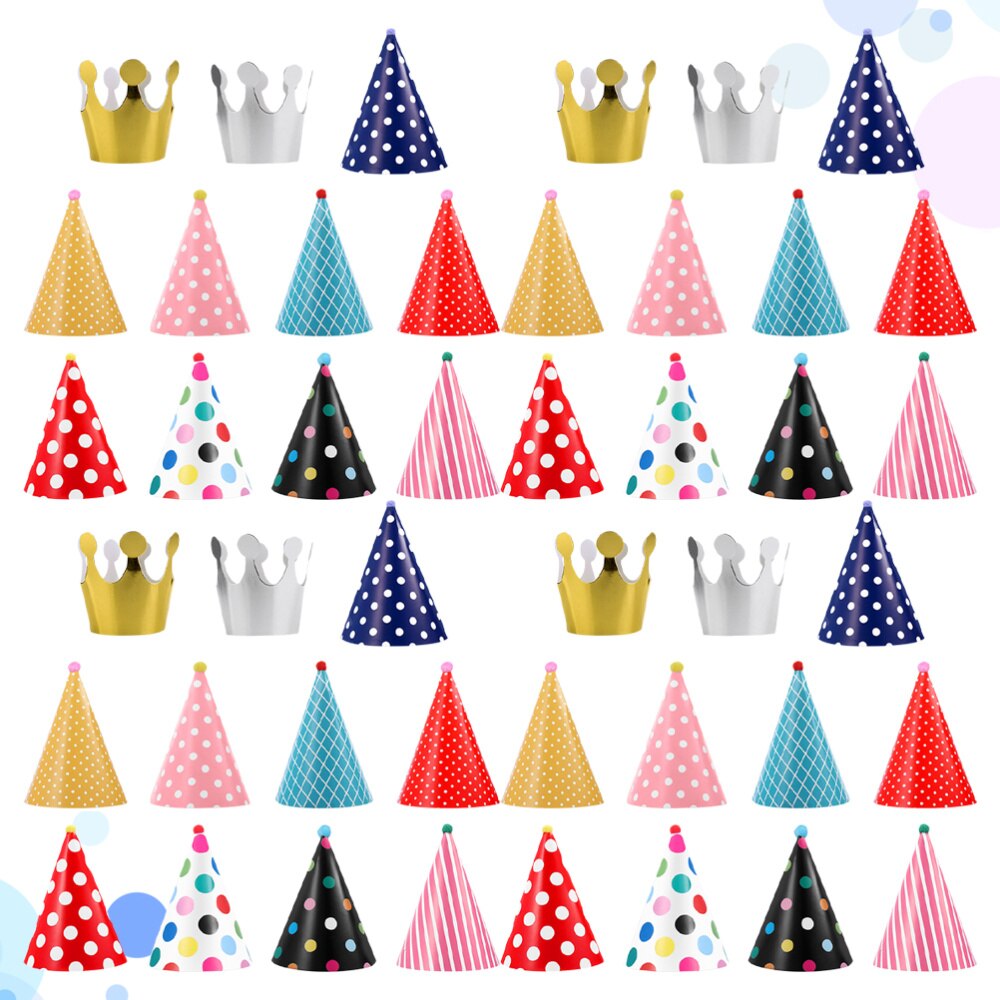 44pcs Chic Birthday Paper Hat Children Photo Props Unique Paper Cap Party Supplies Favors for Kids