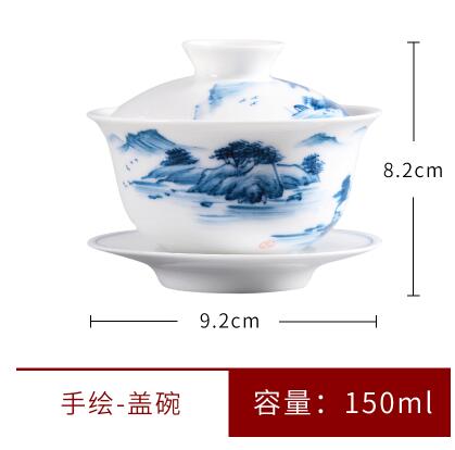 Pure Hand-Painted Colorful Lotus Sancai Cover Bowl Underglaze Ceramics Gaiwan Thin Tire Tea Maker Tea Accessories: 3