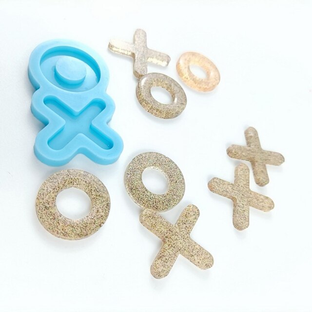 Tic Tac Toe OX gra w szachy lustro silikonowe formy odlewnicze dla majsterkowiczów żywica Uv epoksydowa biżuteria narzędzia Craft Handmade Making mały rozmiar: OX Mold