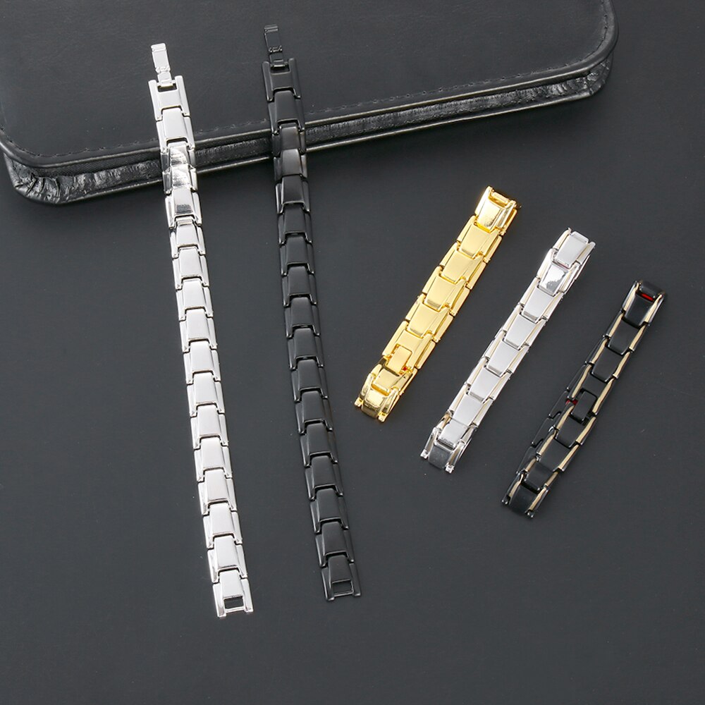 Bracelet de thérapie magnétique pour hommes, bijoux de santé, en acier inoxydable, couleur or, détachable