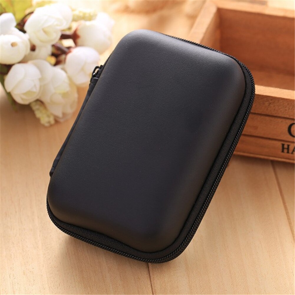 Monedero, Mini billeteras portátiles, viaje, Tarjeta electrónica SD, Cable USB para auriculares, cargador de teléfono, estuche de almacenamiento, bolsa de: Black