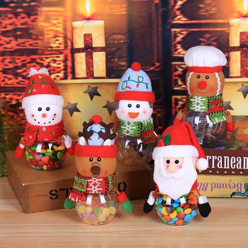 1Pc Santa Claus Snowman Candy Jar Empty Chocolate Cookie Candy Box Storage Bottle DIY Year Christmas Party Kids Navidad