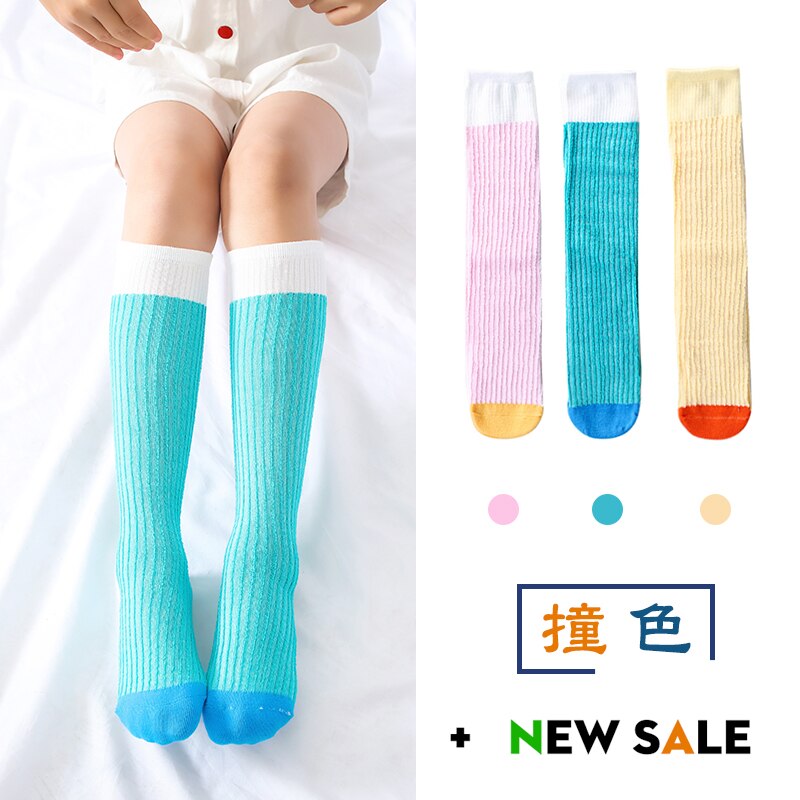 3-12Y Baby Meisjes Kniekousen Contrasterende Golven Kids Over Knie Sokken Lange Lente Sokken Voor Prinses Kind