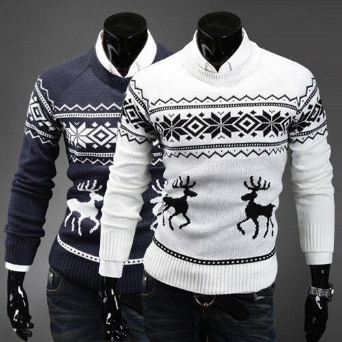 Mænd juletrøjer england stil herre sweater hjorte pullovere rensdyr sweater slim o-neck herre sweater