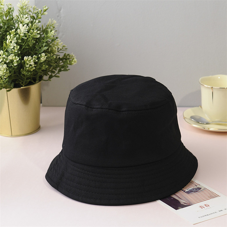 Nuovi cappelli a secchiello in cotone Unisex donna estate protezione solare cappello Panama uomo colore puro Sunbonnet fedora cappello da pescatore all&#39;aperto cappello da spiaggia: Black / XS