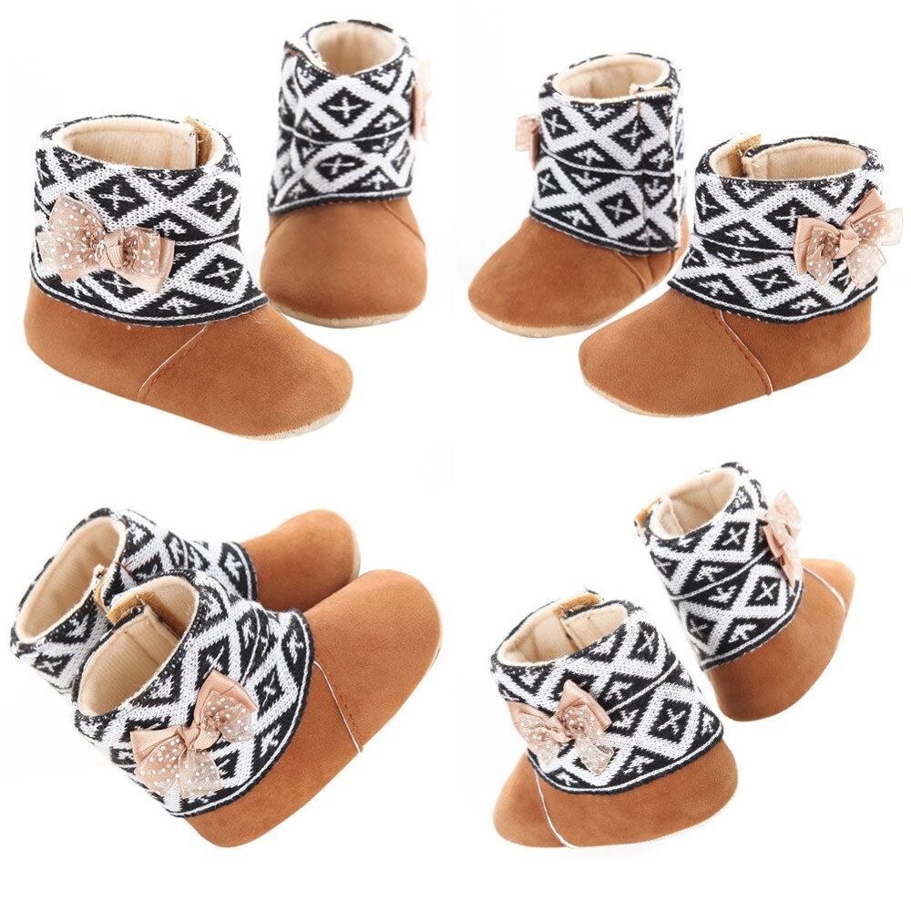 Neugeborenen Baby Mädchen Bowknot Vlies Schnee Stiefel Booties freundlicher Prinzessin Winter Schuhe